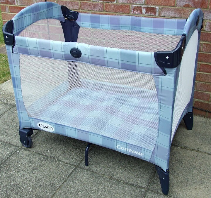 graco travel cot blue